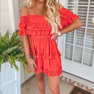 Strapless ruffle dress